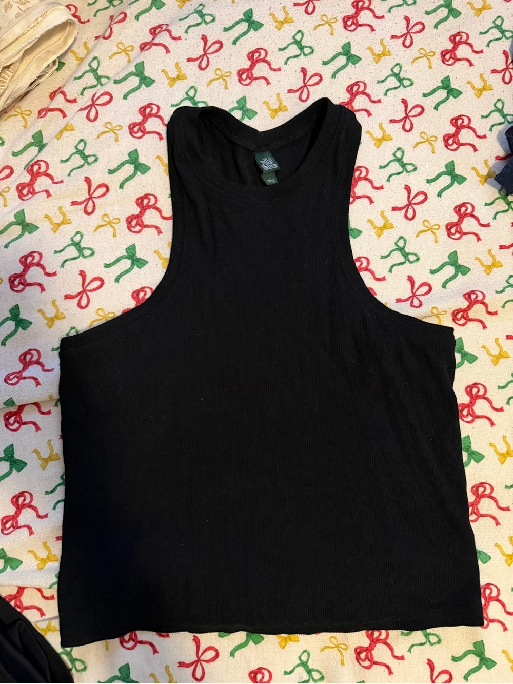 wild fable Black Ribbed Tank Top - High Neck